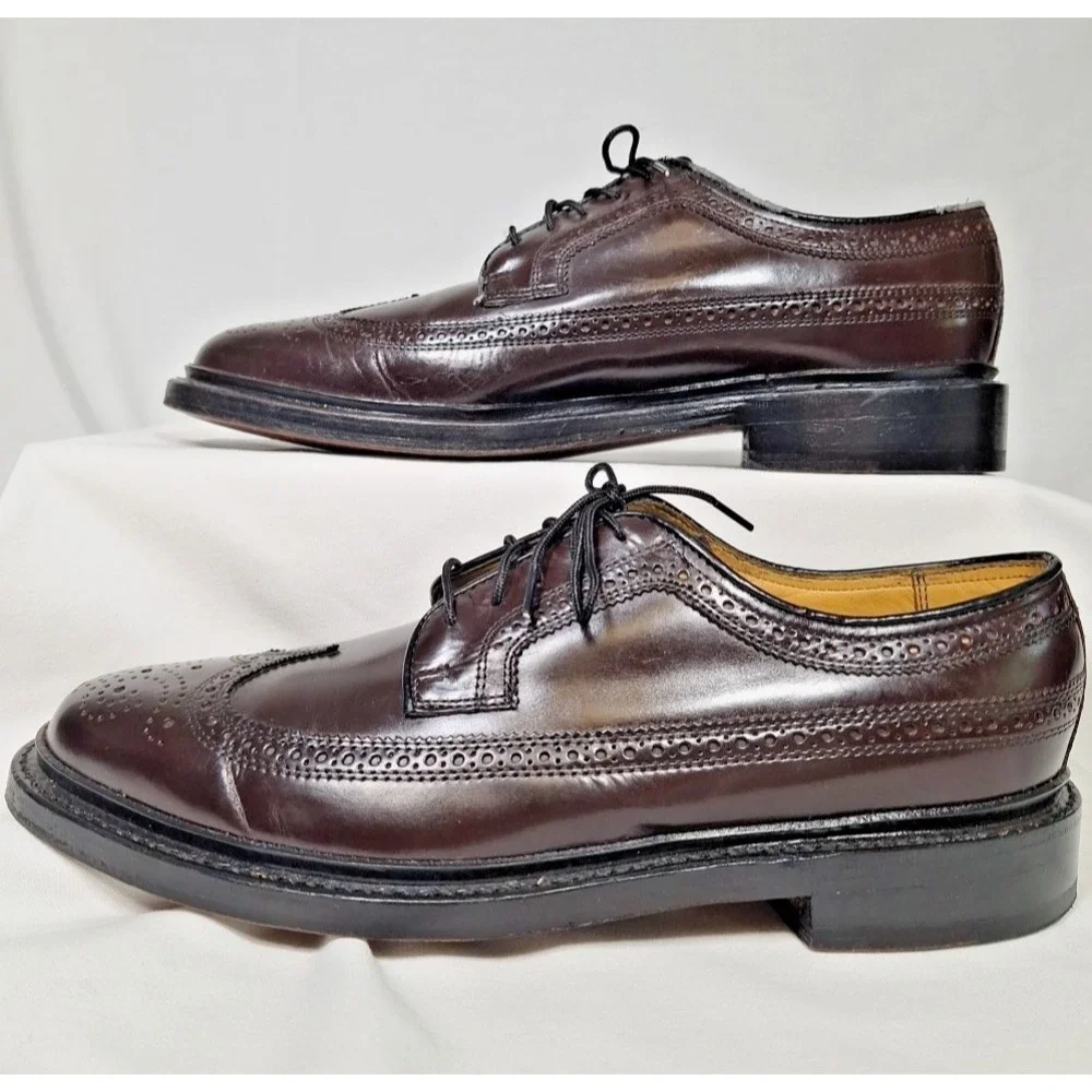 Florsheim Imperial Mens Oxford Wingtip Oxblood Leather Shoes Size 8 E